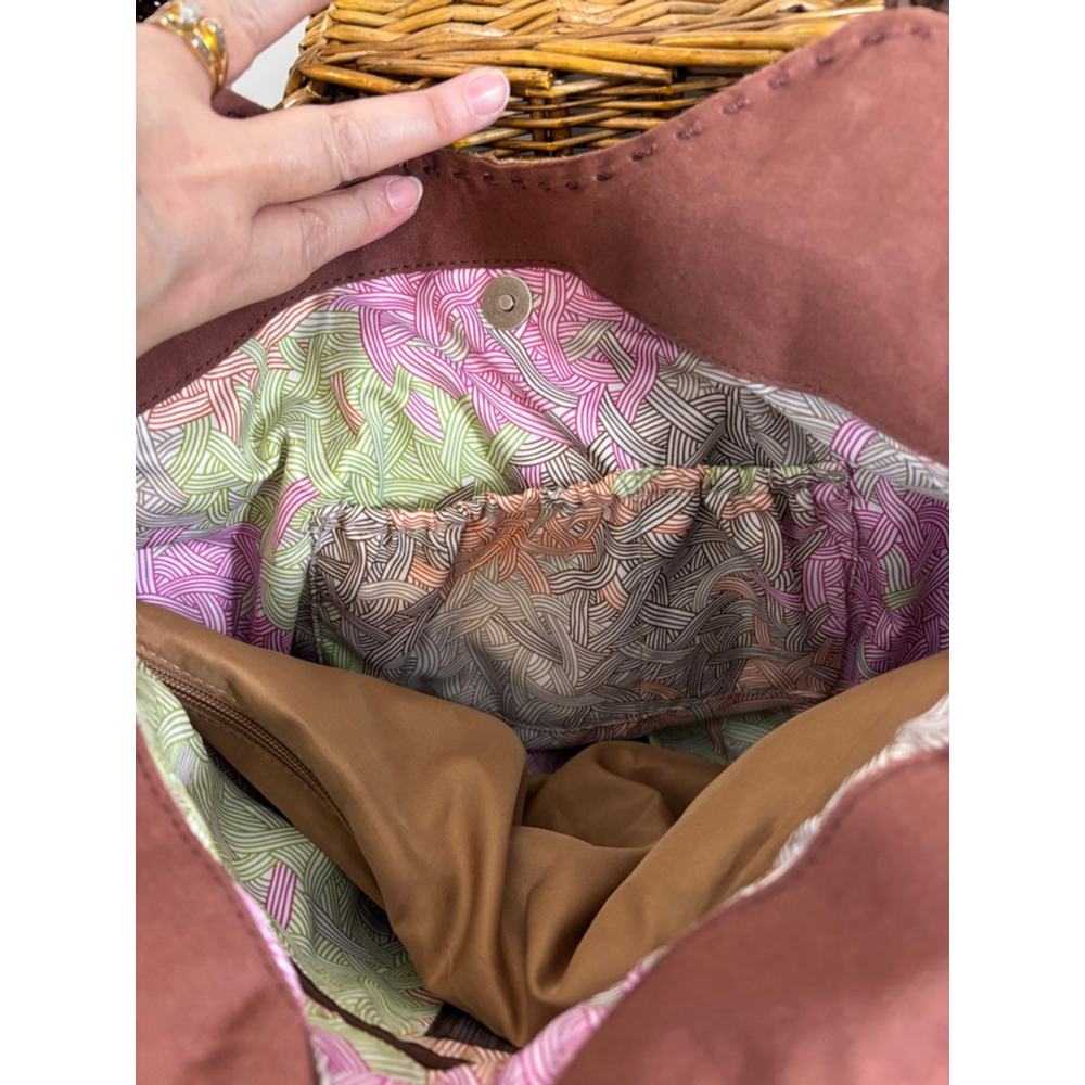 The Sak Brown and Blue Tote with Pink Accents - Picture 14 of 16